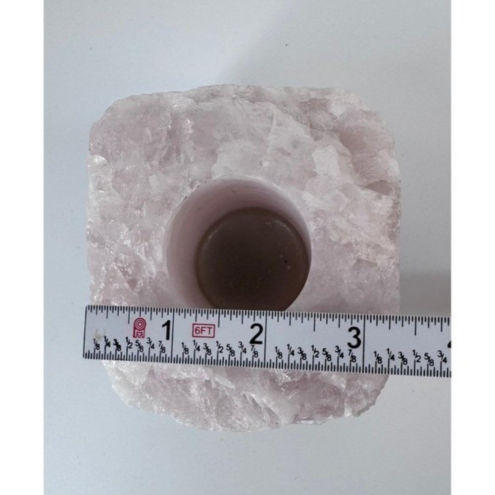 Rose Quartz Crystal Candle Tealight Votive Holders Set of 2 Raw Gemstone Carved - Picture 10 of 16